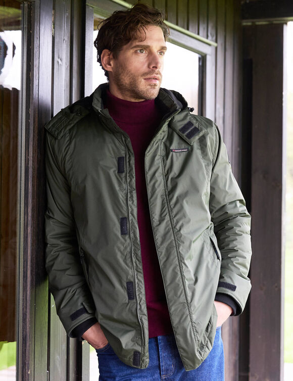 Parka imperméable doublée polaire à capuche (kaki) Parka imperméable doublée polaire à capuche (kaki)